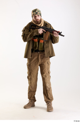 Whole Body Weapons-Rifle Man Pose with machine rifle White Army Athletic Bearded Studio photo references